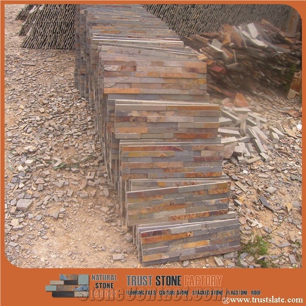 Chinese Popular Cheap Rusty, Brown Cultural Split Face Slate Tile, Culture/Corner/ Ledge Stone Wall Cladding Decor, Exterior Natural Building Stone Wall Garden Decoration
