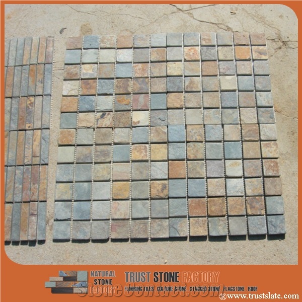 Copper Brown Rusty Quartzite Mosaic,Wall Mosaic,Floor Mosaic,Natural Quartzite Stone Mosaic,Quartzite Mosaic Pattern, Interior Stone Mosaic Tiles,Bathroom&Kitchen&Hotel Decoration