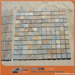 Copper Brown Rusty Quartzite Mosaic,Wall Mosaic,Floor Mosaic,Natural Quartzite Stone Mosaic,Quartzite Mosaic Pattern, Interior Stone Mosaic Tiles,Bathroom&Kitchen&Hotel Decoration