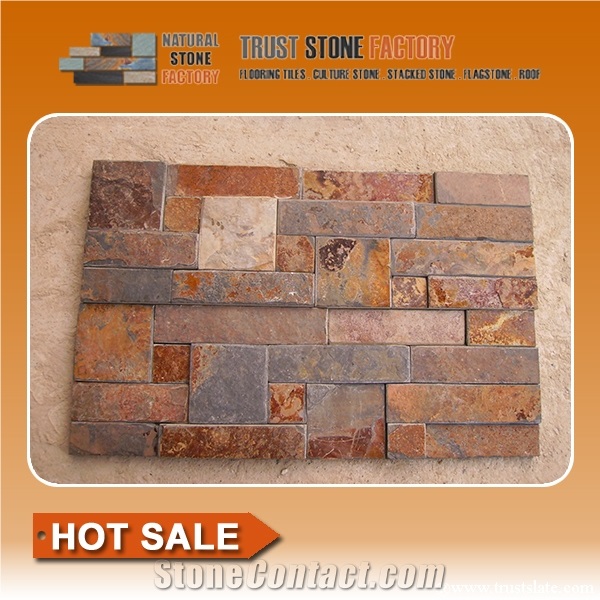 Copper Brown Slate Panel Veneer,Rusty Wall Cladding