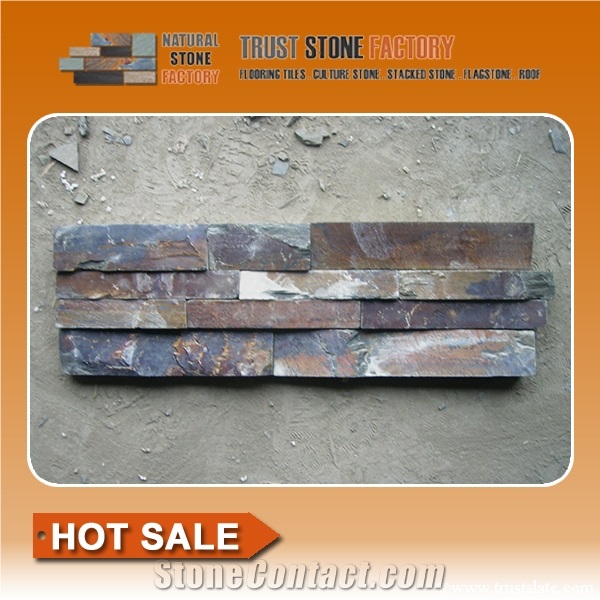 Cultured Stone Veneer,Rusty Brown Slate,Ledge Stone Walling Panel