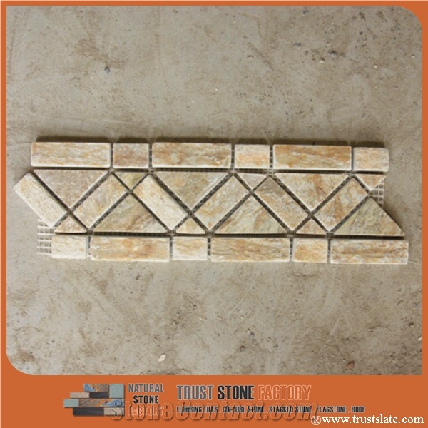 Desert Mosaic Border Line Herringbone, Mosaic Tile Borders Kitchen