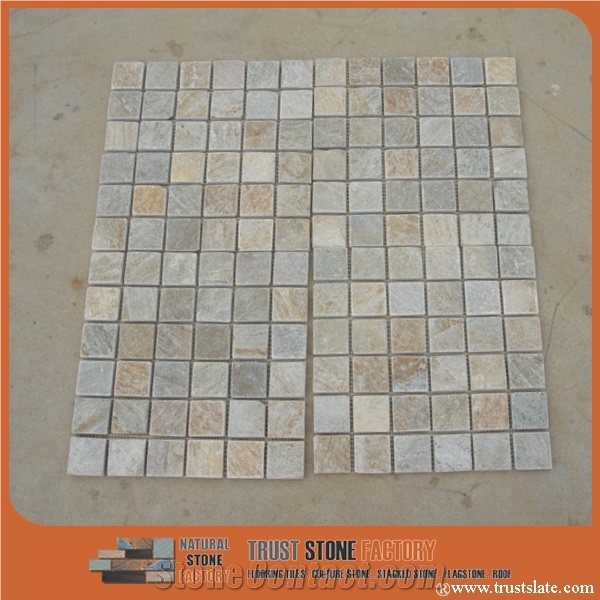 Desert Quartzite Mosaic Tiles,Golden Square Mosaic Tiles,Floor&Wall Mosaic,Light Grey Bathroom&Kitchen&Hotel Mosaic, Swimming Pool Mosaic, Elevator Mosaic,Beige Mosaic Pattern