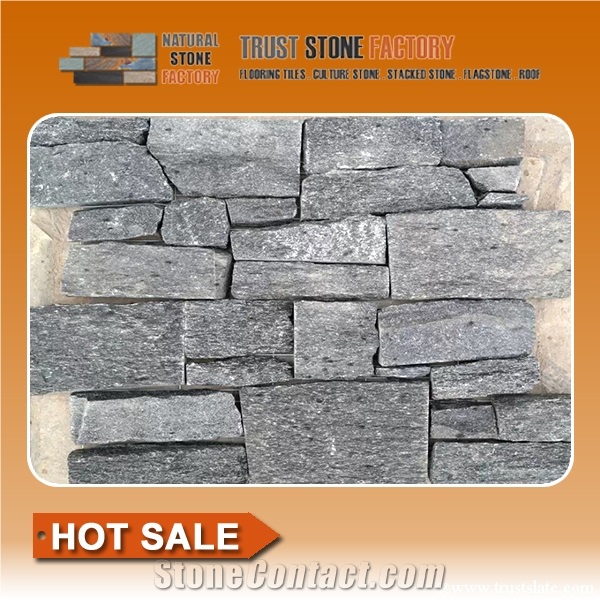 Dry Stone Wall Construction,Black Quartzite Stone for Wall Building,Stone Wall Landscaping