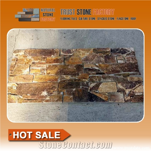 Dry Stone Wall Construction,Ledges Stone Veneer for Fireplace Wall Decoration,Multicolor Quartzite Stone Wall Cladding