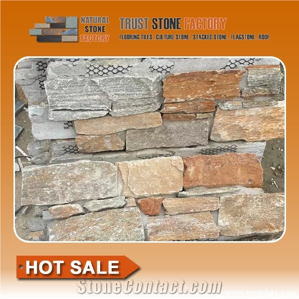 Exteria Natural Stacked Stone,Multicolor Stone Wall Landscaping,Quartzite Stacked Stone Fireplace