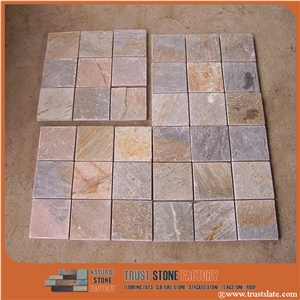 Golden Grey Mosaic Tiles/Square Mosaic Tiles/Mosaic Pattern/Floor Mosaic/Wall Mosaic/Interior Decoration/Customized Mosaic Tile/Mosaic Tile for Bathroom&Kitchen&Hotel Decoration