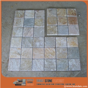Golden Grey Mosaic Tiles/Square Mosaic Tiles/Mosaic Pattern/Floor Mosaic/Wall Mosaic/Interior Decoration/Customized Mosaic Tile/Mosaic Tile for Bathroom&Kitchen&Hotel Decoration