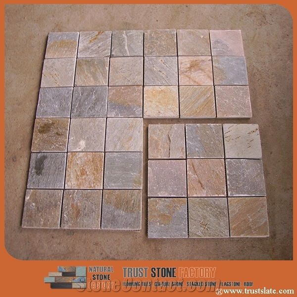 Golden Grey Mosaic Tiles Square Mosaic Tiles Mosaic Pattern Floor