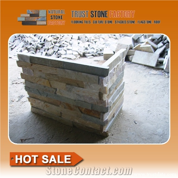 Golden L Shape Corner/Split Face/Grey Quartzite Building Stones