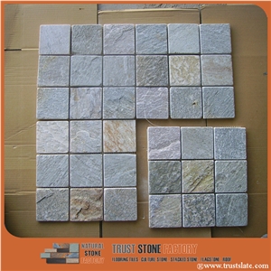 Gray Quartzite Mosaic Tiles, China Interior Stone, Beige Rectangle Mosaic Pattern,Floor&Wall Mosaic,Bathroom&Kitchen&Hotel Mosaic, Swimming Pool Mosaic, Elevator Mosaic