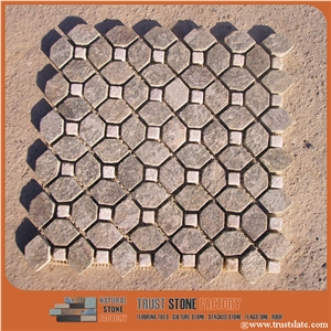 Gray Quartzite Mosaic Tiles, China Interior Stone, Hexagon Mosaic Pattern,Floor&Wall Mosaic,Bathroom&Kitchen&Hotel Mosaic, Swimming Pool Mosaic, Elevator Mosaic