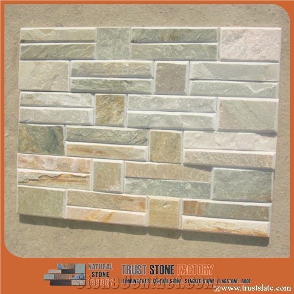Green Quartztite Cultured Stone/Grey White Thin Stone Veneer/Grey Quartzite Stacked Stone/Stone Panel for Wall Covering/Wall Decor/Grey Ledge Stone/Stone Tiles for Feature Wall