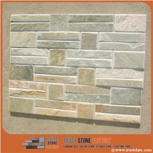 Green Quartztite Cultured Stone/Grey White Thin Stone Veneer/Grey Quartzite Stacked Stone/Stone Panel for Wall Covering/Wall Decor/Grey Ledge Stone/Stone Tiles for Feature Wall