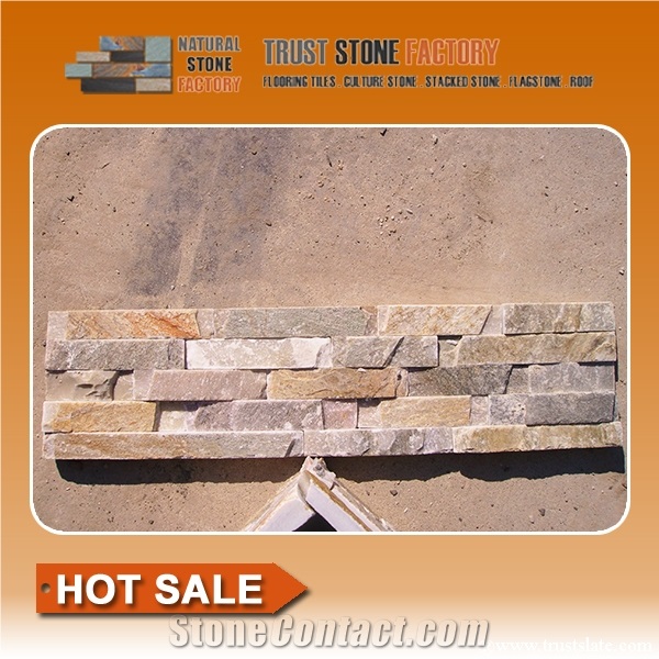 Grey Beige Quartzite Cultured Stone Veneer Ledge Stone Walling Panel, Culture Stone Quartzite Veneer,Ledge Stone Corner