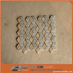 Grey Cube 3d Quartzite Mosaic for Modern Decoration