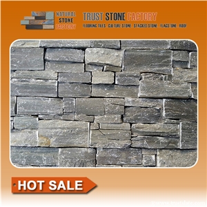 Grey Exteria Stacked Stone,Quartzite Stone Wall Cladding,Natural Stone Retaining Wall