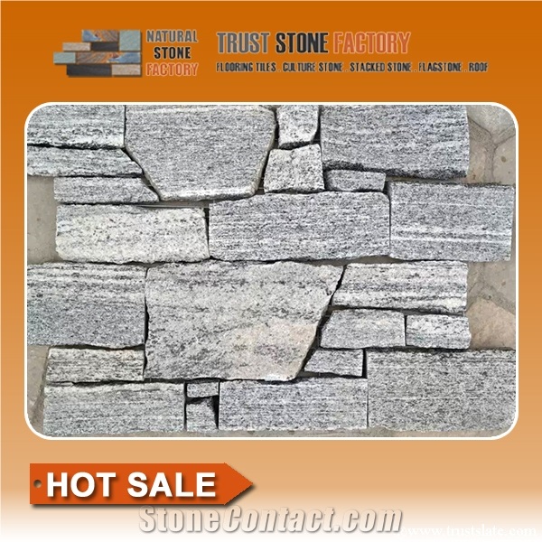 Grey Exteria Stacked Stone,Quartzite Stone Wall Landscaping,Stacked Stone Retaining Wall