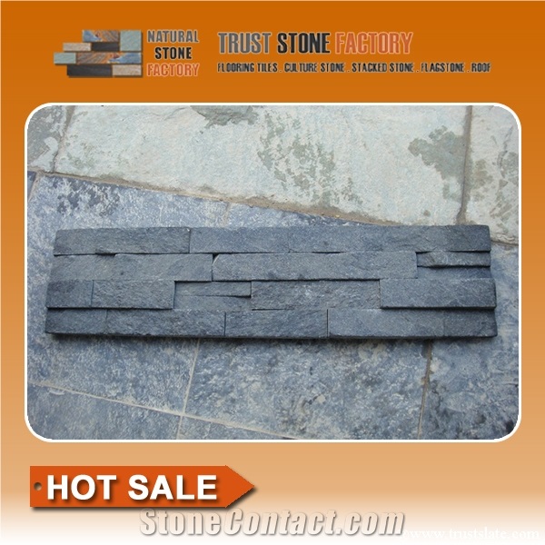 Grey Quartzite,Black Color Stone Panel,Grey Quartzite Culture Stone,Chinese Black Stone Wall Cladding