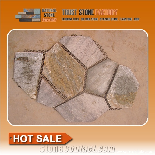 Grey Quartzite Flagstone/Golden Quartzite Flagstone Walkway Pavers/Random Flagstones Road Paving/Flagstone Wall Tile&Floor Tile/ Irregular Flagstones for Flooring&Wall Cladding/Landscaping Stone
