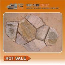 Grey Quartzite Flagstone/Golden Quartzite Flagstone Walkway Pavers/Random Flagstones Road Paving/Flagstone Wall Tile&Floor Tile/ Irregular Flagstones for Flooring&Wall Cladding/Landscaping Stone