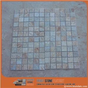 Grey Quartzite Mosaic Tiles,Natural Stone Mosaic,Brown Stone Mosaic Pattern,Wall Mosaic,Floor Mosaic,Interior Decoration,Mosaic Tile for Bathroom & Kitchen & Hotel Decoration