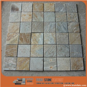 Grey Quartzite Mosaic Tiles,Natural Stone Square Mosaic Tiles,Floor&Wall Mosaic,Bathroom&Kitchen&Hotel Mosaic, Swimming Pool Mosaic, Elevator Mosaic