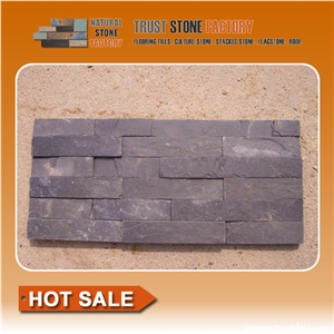 Grey Slate Cultured Stone for Wall Cladding, Dark Stacked Stone Veneer, Thin Stone Veneer,Split Face Ledge Stone