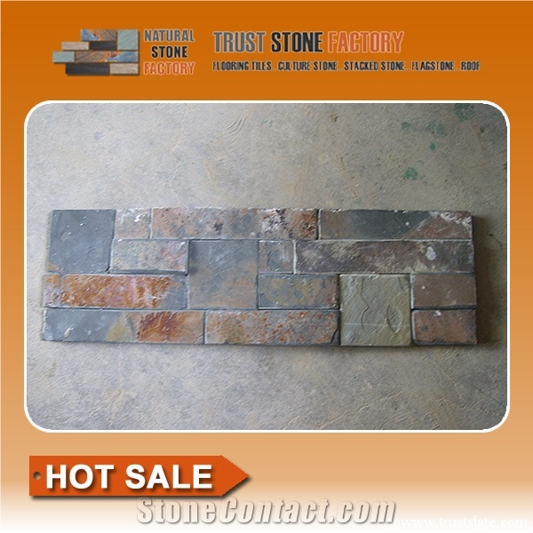 Grey Slate Fieldstone,Grey Slate Stone Veneer,Rust Slate Ledge Stone Wall Decor for Exterior Wall Cladding in Irregular Dimension
