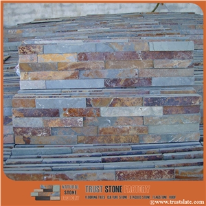 Grey Slate with Rusty Color Wall Stone Cladding, Cultured Stone, Stacked Stone Veneer, Ledge Stone, Field Stone