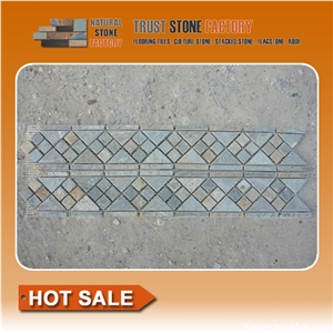 Grey Split Face Mosaic,Gray Quartzite Mosaic Border Line,Floor/Wall Mosaic,Polished Mosaic,Mosaic Pattern