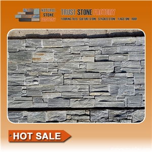 Grey Stacked Stone Tile,Quartzite Stacked Stone Veneer,Stacked Stone Panels
