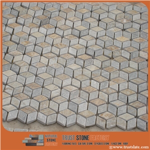 Grey&Yellow Multicolor Cube 3d Mosaic for Modern Decoration