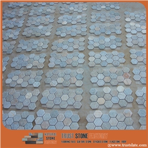 Hexagon Mosaic Tiles,Gray Hexagon Mosaic Tiles,Polished Mosaic Pattern and Tiles,China Mosaic for Home Decoration