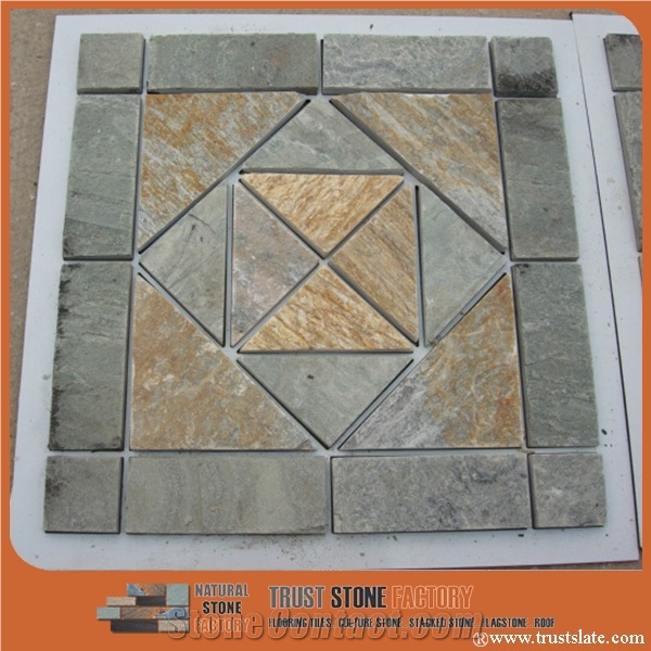 Hotel Floor Waterjet Stone Medallion,Floor Medallions,Stone Mosaic Tiles, Quartzite Mosaic Tiles, Mosaic Medallion Tiles,Square Medallions,Composited Medallions,Mosaic Medallions