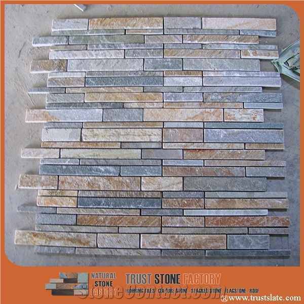 Indoor Decoration Grey Mosaic Tile,Brown Split Face Mosaic,Linear Strips Mosaic for Wall or Floor
