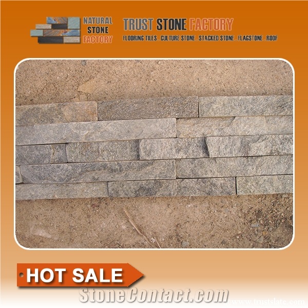 Light Grey Quartzite Veneers, Cultured Stone Wall Cladding