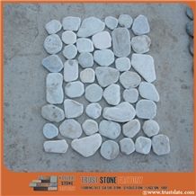 Light Grey Sliced Pebble Mosaic Tile/Natural River Stone Mosaic for Wall Covering&Flooring/Pebble Mosaic in Mesh/Double Surface Cut Pebble Mosaic/Pebble Mosaic for Bathroom&Kitchen/Interior Decoration