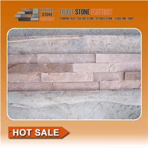 Light Red Wall Cladding /Rose Ledge Stone / Veneer Stone / Thin Stone Veneer / Quartzite Cultured Stone