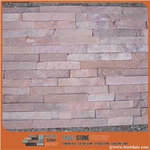 Light Red Wall Cladding /Rose Ledge Stone / Veneer Stone / Thin Stone Veneer / Quartzite Cultured Stone
