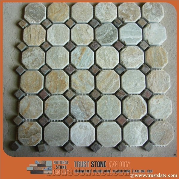 Light Yellow Hexagon Mosaic Tile, Beige Mosaic Tile, Polished Surface, Garden & Balcony Mosaic Tile, Kitchen Mosaic Tile