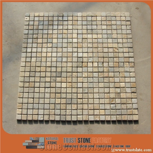 Light Yellow Small Square Mosaic Kitchen Backsplash Bathroom Wall Tile