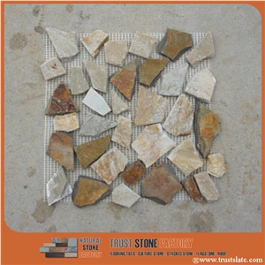 Miexd Color Sliced Pebble Mosaic Tile,Natural River Stone Mosaic for Wall Covering&Flooring,Rock Mosaic in Mesh,Pebble Mosaic for Bathroom&Kitchen