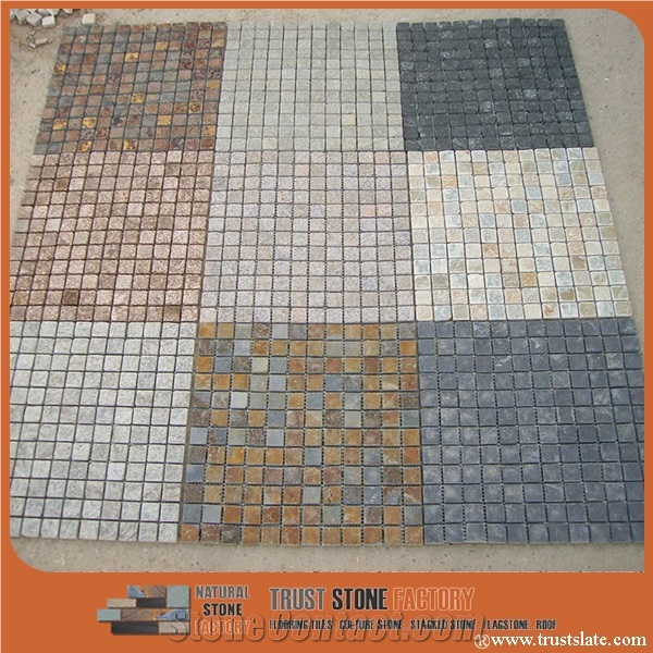 Mixed Color Sliced Mosaic Tile/Multicolor Natural River Stone Mosaic for Wall Covering&Flooring/Mosaic for Bathroom&Kitchen