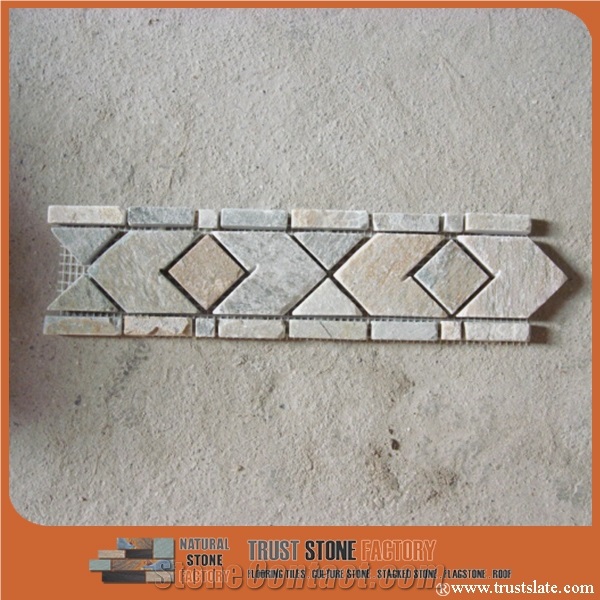 Mosaic Border Line, Classic Beige Mosaic Tiles,Light Grey Mocaic Molding & Border for House & Building Revonation,Border Decos