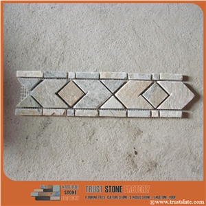 Mosaic Border Line, Classic Beige Mosaic Tiles,Light Grey Mocaic Molding & Border for House & Building Revonation,Border Decos