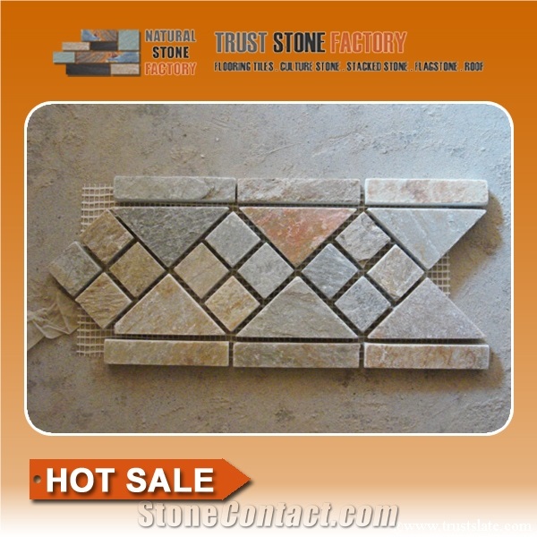 Mosaic Border Lines,Quartzite Mosaic,Mosaic Pattern Decorative Wall Tile, Mosaic Pattern Flooring Border Designs,Hot Sale