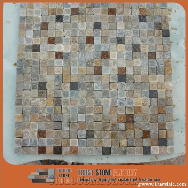 Multicolor Mosaic Tile,Quartzite Micro Mosaic,Natural Stone Mosaic,Interior Decoraciton