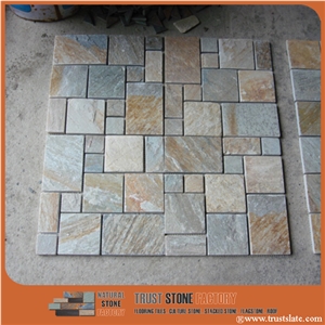 Multicolor Mosaic Tiles,Brown Mosaic,Yellow Quartzite Mosaic Pattern
