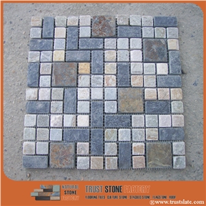 Multicolor Quartzite Mosaic Tiles,Irregular Mosaic Pattern,Wall Mosaic,Floor Mosaic,Interior Decoration,Customized Mosaic Tile,Mixed Color Mosaic Tile for Bathroom&Kitchen&Hotel Decoration